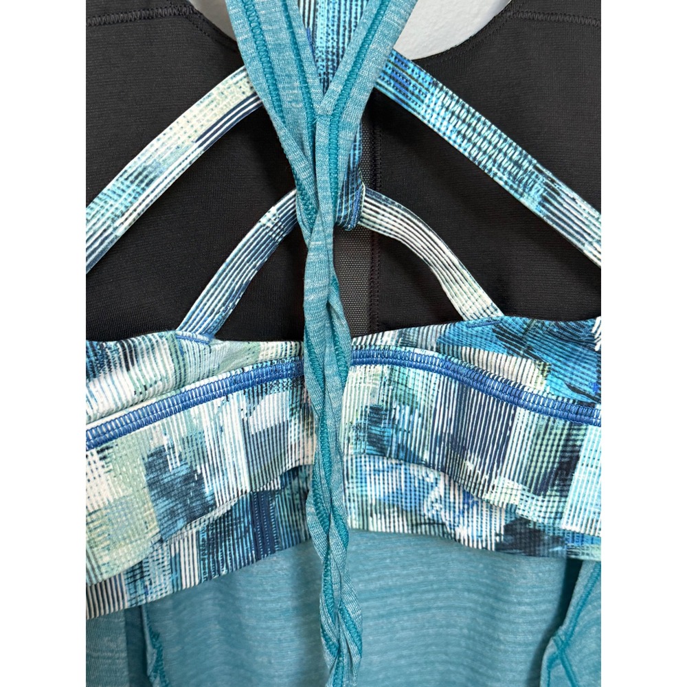 NWT Lululemon Twist & Toil Tank Sports Bra Heathered Teal Blue 1 Yoga Top Size 6 - Picture 9 of 11